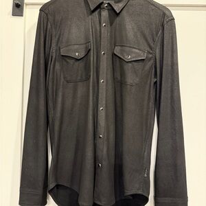 John Varvatos Charcoal Snap-Front Shirt